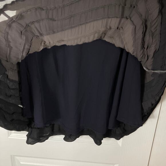 Karen Millen Dress 12 Silk Chiffon Pleated/Ruffle Stripes Grey-Ombre Strapless - Picture 7 of 10